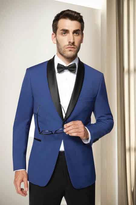 Shawl Lapel One Button  Blue Modern Fit Tuxedo