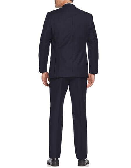 Slim Skinny European Fit Vested 3 Piece Suits Side Vented Navy Suit - Dark Blue Suit Color