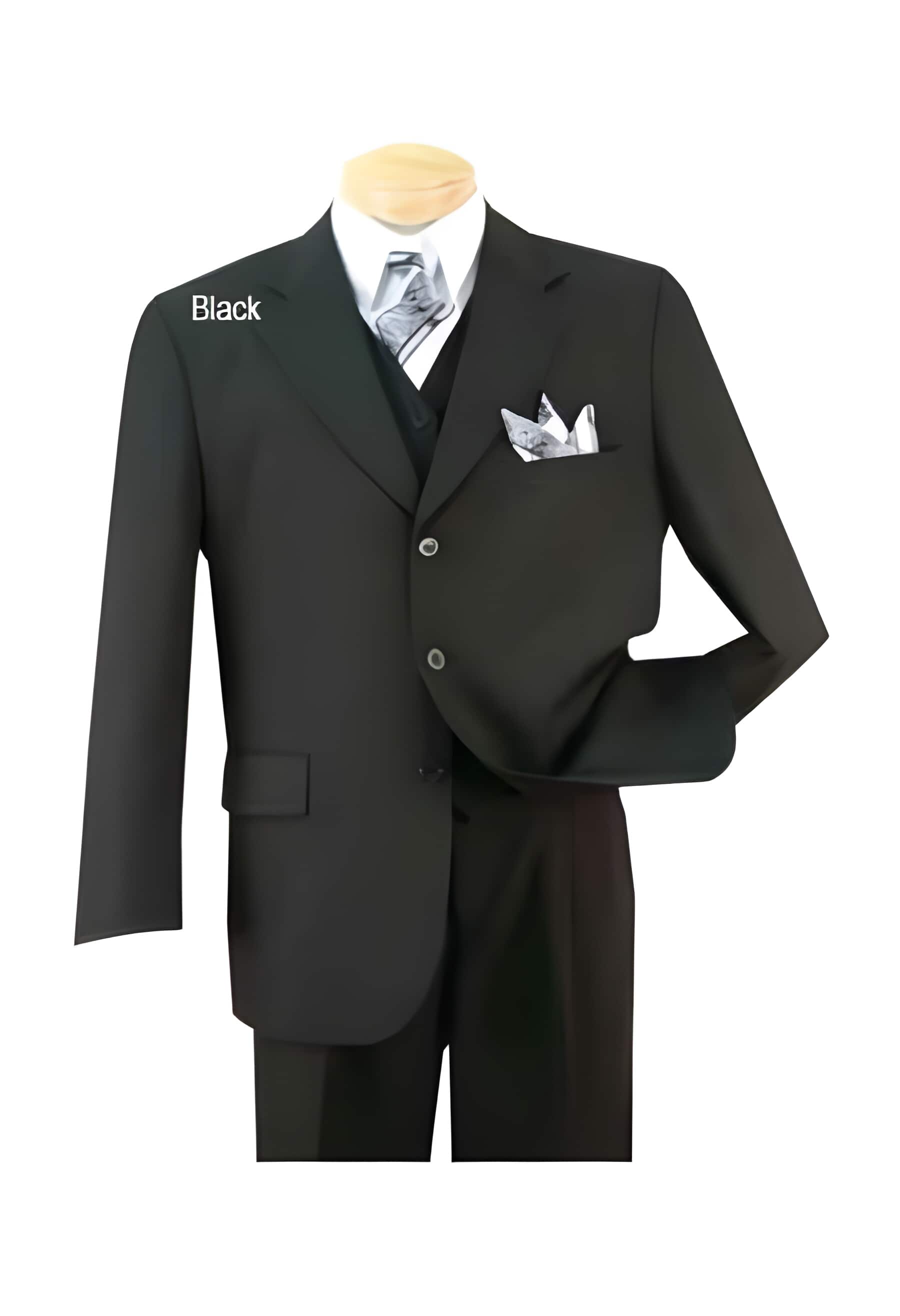 Three Buttons  100% Wool Black Suits