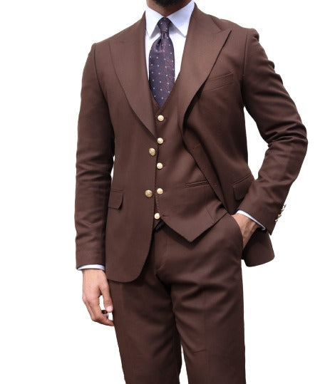 Elegant Men's Chocolate Dark Brown 3 ~ Three Piece Cheap Priced Business Suits Clearance Sale Available in 2 or 3 Buttons Style Regular